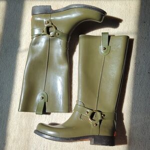 Michael Kors Rainboots Army Green Gold Accents